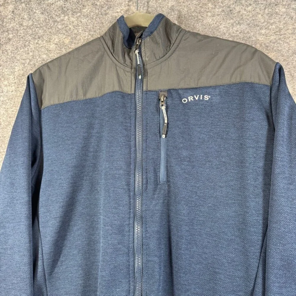 Orvis Blue Full Zip Jacket Men’s Large Performance Outdoor Layer Gorp Core